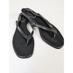Cole Haan Sandals Black Slingback Snake Print Leather Sz 8.5 B Adjustable Strap